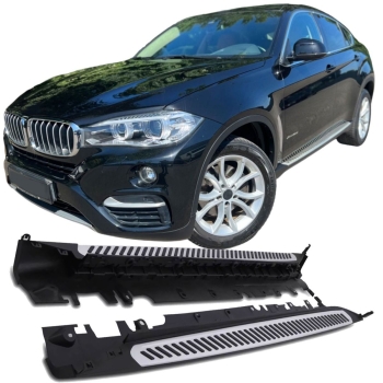 Alu Trittbretter mit Anti-Rutsch Gummileisten - Side Steps passt für BMW X6 F16 2014-2019